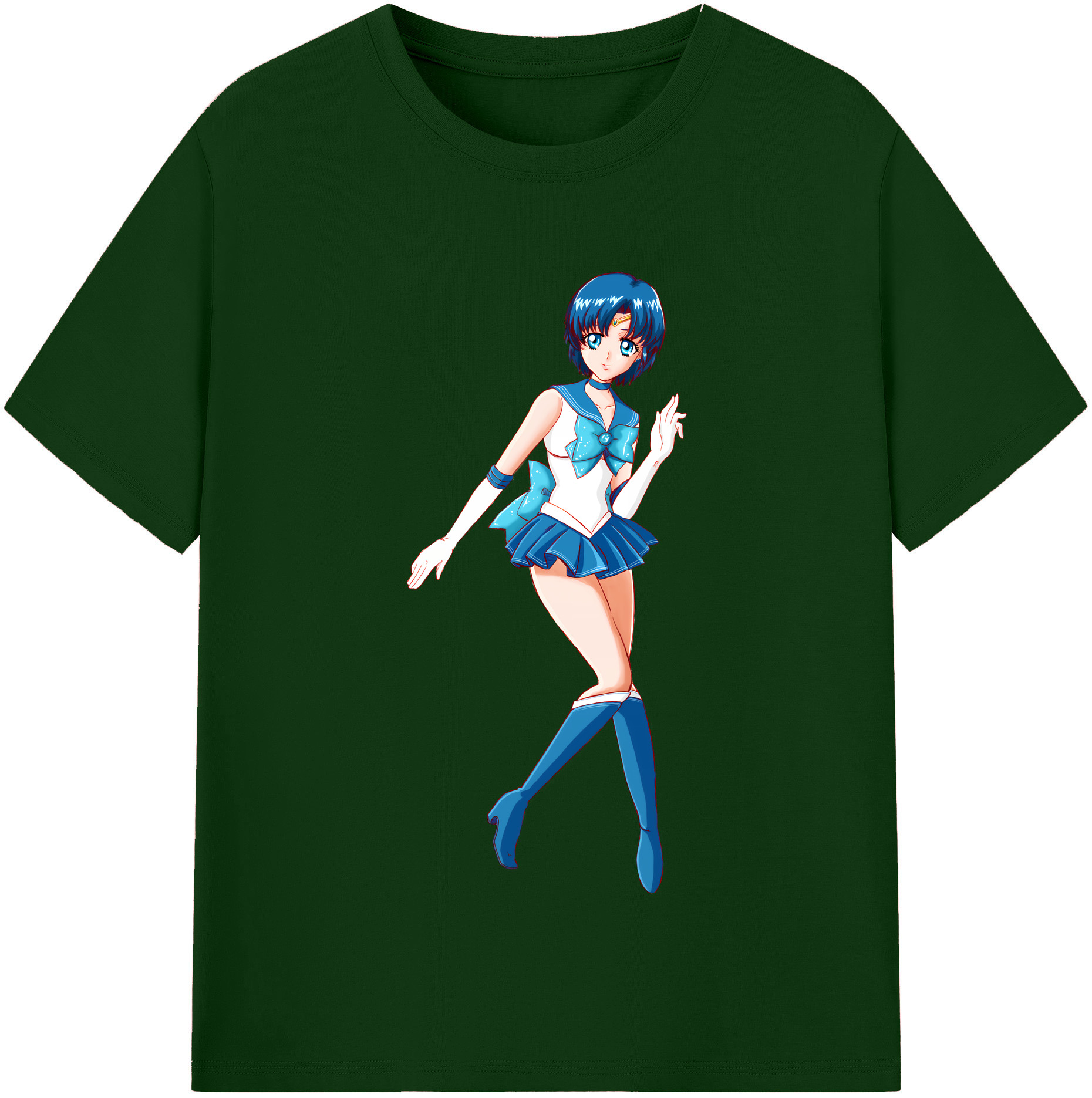 （画像用） 美少女戦士セーラームーン 水野 亜美 みずの あみ Sailor Moon Mizuno Ami 綿100％半袖Tシャツ（フロントプリント）